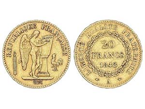 WORLD COINS: FRANCE - 20 Francos. 1848-A. II ... 