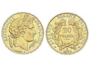 WORLD COINS: FRANCE - 20 Francos. 1851-A. II ... 