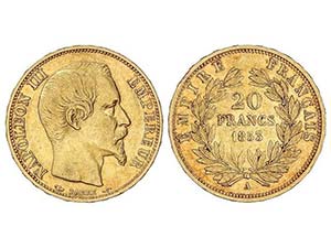 WORLD COINS: FRANCE - 20 Francos. 1853-A. ... 