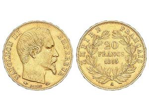WORLD COINS: FRANCE - 20 Francos. 1855-A. ... 