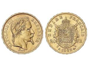 WORLD COINS: FRANCE - 20 Francos. 1862-A. ... 
