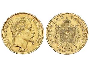 WORLD COINS: FRANCE - 20 Francos. 1862-BB. ... 