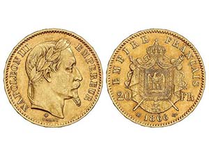 WORLD COINS: FRANCE - 20 Francos. 1866-BB. ... 