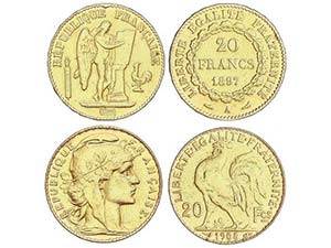 WORLD COINS: FRANCE - Lote 2 monedas 20 ... 