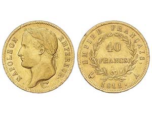 WORLD COINS: FRANCE - 40 Francos. 1811-A. ... 