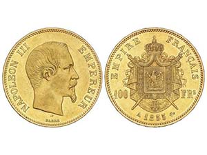 WORLD COINS: FRANCE - 100 Francos. 1855-A. ... 