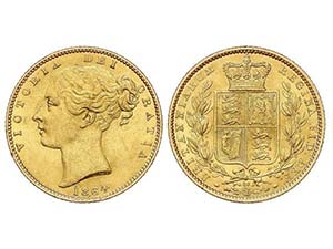 WORLD COINS: GREAT BRITAIN - Soberano. 1864. ... 