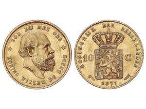 WORLD COINS: NETHERLANDS - 10 Gulden. 1877. ... 