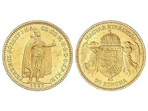 WORLD COINS: HUNGARY - 20 Coronas. 1897-KB. ... 