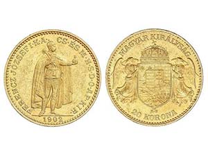 WORLD COINS: HUNGARY - 20 Coronas. 1902-KB. ... 