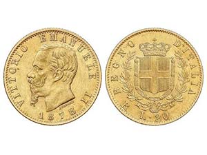 WORLD COINS: ITALY - 20 Liras. 1878-R. ... 