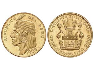 WORLD COINS: PERU - 50 Soles. 1969. 33,41 ... 