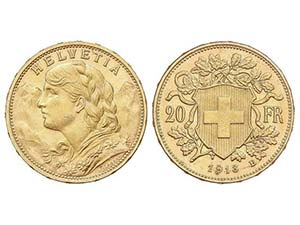 WORLD COINS: SWITZERLAND - 20 Francos. ... 