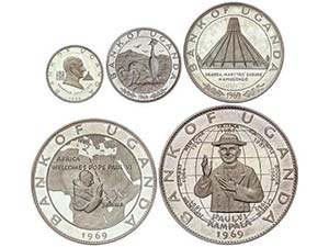 WORLD COINS: UGANDA - Lote 5 monedas 2, 5, ... 