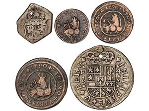Philip V - Lote 5 monedas 1, 2, 4 ... 