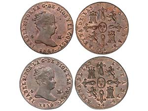 Elisabeth II - Lote 2 monedas 4 Maravedís. ... 