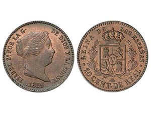 Elisabeth II - 10 Céntimos de Real. 1855. ... 