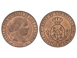 Elisabeth II - 1 Céntimo de Escudo. 1867. ... 