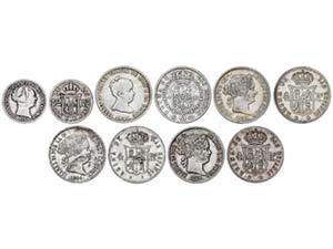 Elisabeth II - Lote 5 monedas 2 y 4 Reales ... 