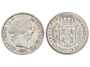 Elisabeth II - 40 Céntimos de Escudo. 1867. ... 