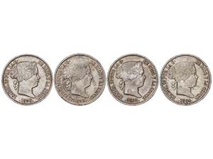 Elisabeth II - Lote 4 monedas 20 Reales. ... 