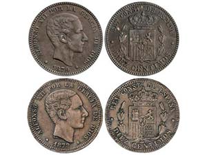 Lote 2 monedas 10 Céntimos. 1879. ... 