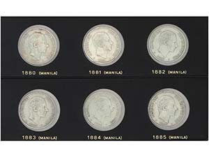 Serie 6 monedas 50 Centavos de Peso. 1880 a ... 