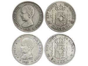 Lote 2 monedas 50 Céntimos. 1892 (*2-2) y ... 
