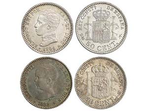Lote 2 monedas 50 Céntimos. 1892 y 1904. ... 