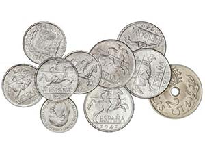 Serie 10 monedas 5 (4), 10 (5) y 25 ... 