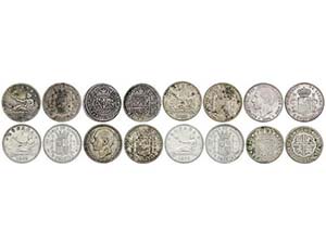Lote 8 monedas 2 Reales (2) y 2 Pesetas (6). ... 