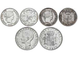 Lote 3 monedas 1 Escudo, 50 Centavos de Peso ... 