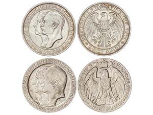 German States - Lote 2 monedas 3 Marcos. ... 
