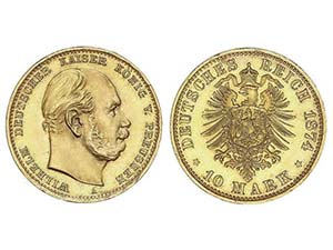German States - 10 Marcos. 1874-A. GUILLERMO ... 