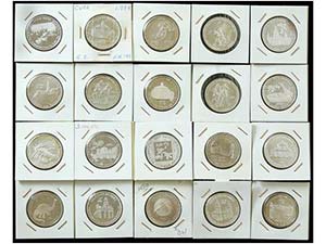 Cuba - Lote 20 monedas 5 Pesos. 1980 a 1999. ... 