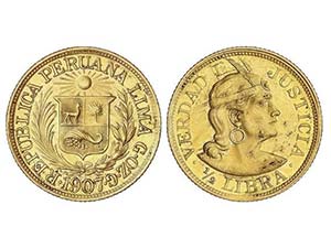 Peru - 1/2 Libra. 1907-G.OZ.G. 3,98 grs. AU. ... 