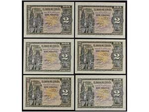 Spanish Civil War - Lote 6 billetes 2 ... 