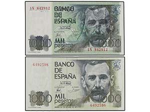 Juan Carlos I - Lote 2 billetes 1.000 ... 