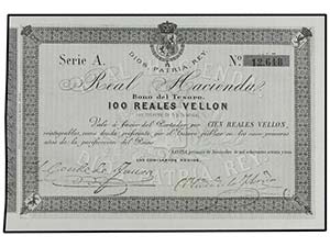 SPANISH BANK NOTES: ANCIENT - 100 Reales de ... 