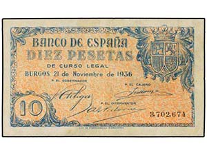 SPANISH BANK NOTES: ESTADO ESPAÑOL - 10 ... 