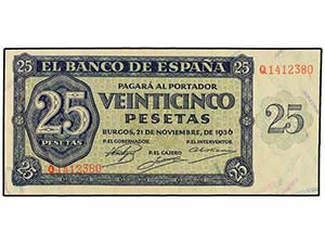 SPANISH BANK NOTES: ESTADO ESPAÑOL - 25 ... 