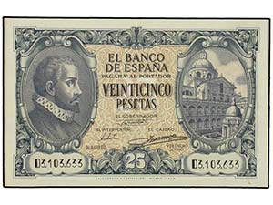 SPANISH BANK NOTES: ESTADO ESPAÑOL - 25 ... 