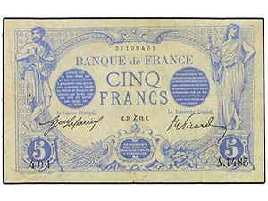 WORLD BANK NOTES - 5 Francos. 1912. FRANCIA. ... 