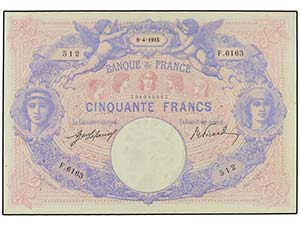 WORLD BANK NOTES - 50 francos. 1915. ... 