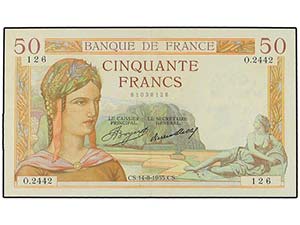 WORLD BANK NOTES - 50 Francos. 1935. ... 