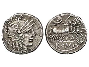 Republic - Denario. 122 a.C. PAPIRIA-7. ... 