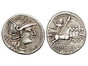 Republic - Denario. 135 a.C. TREBANIA-1. L. ... 