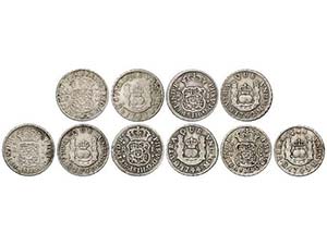 Philip V - Lote 5 monedas 1 Real. 1741, 42, ... 