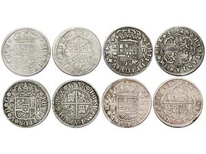 Philip V - Lote 4 monedas 2 Reales. 1721, ... 