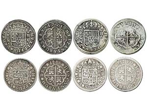 Philip V - Lote 4 monedas 2 Reales. 1721, ... 